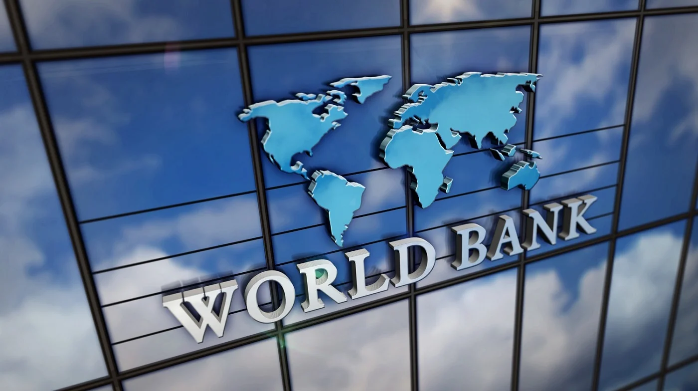 World Bank glass skyscraper with mirrored sky loop 3d illustrati