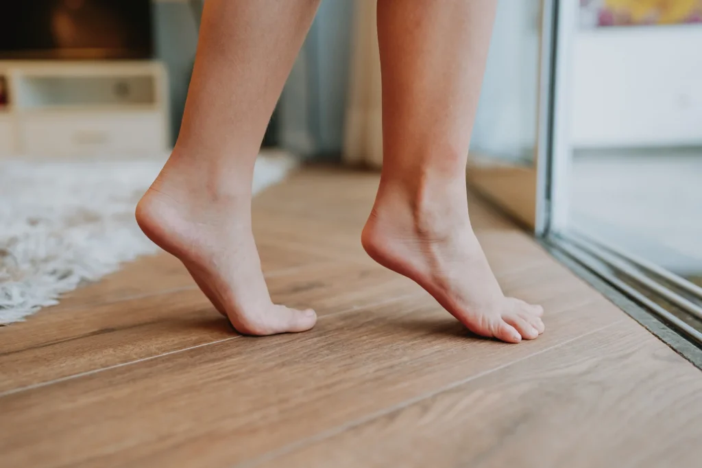 walking barefoot