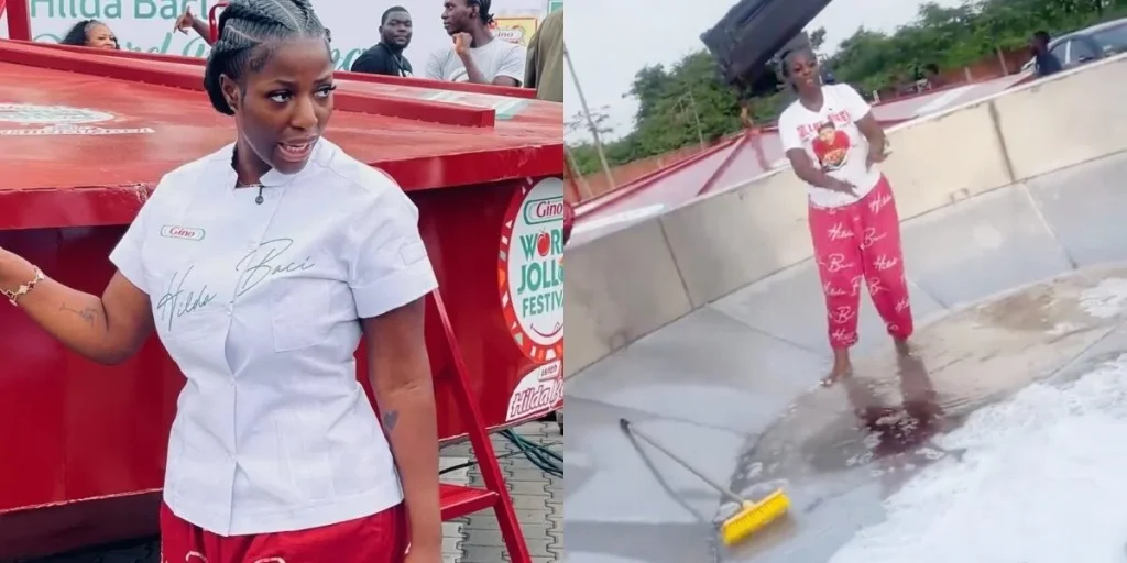 Nigerians React as Hilda Baci Walks Barefoot in Pot Ahead of Guinness Cooking Record